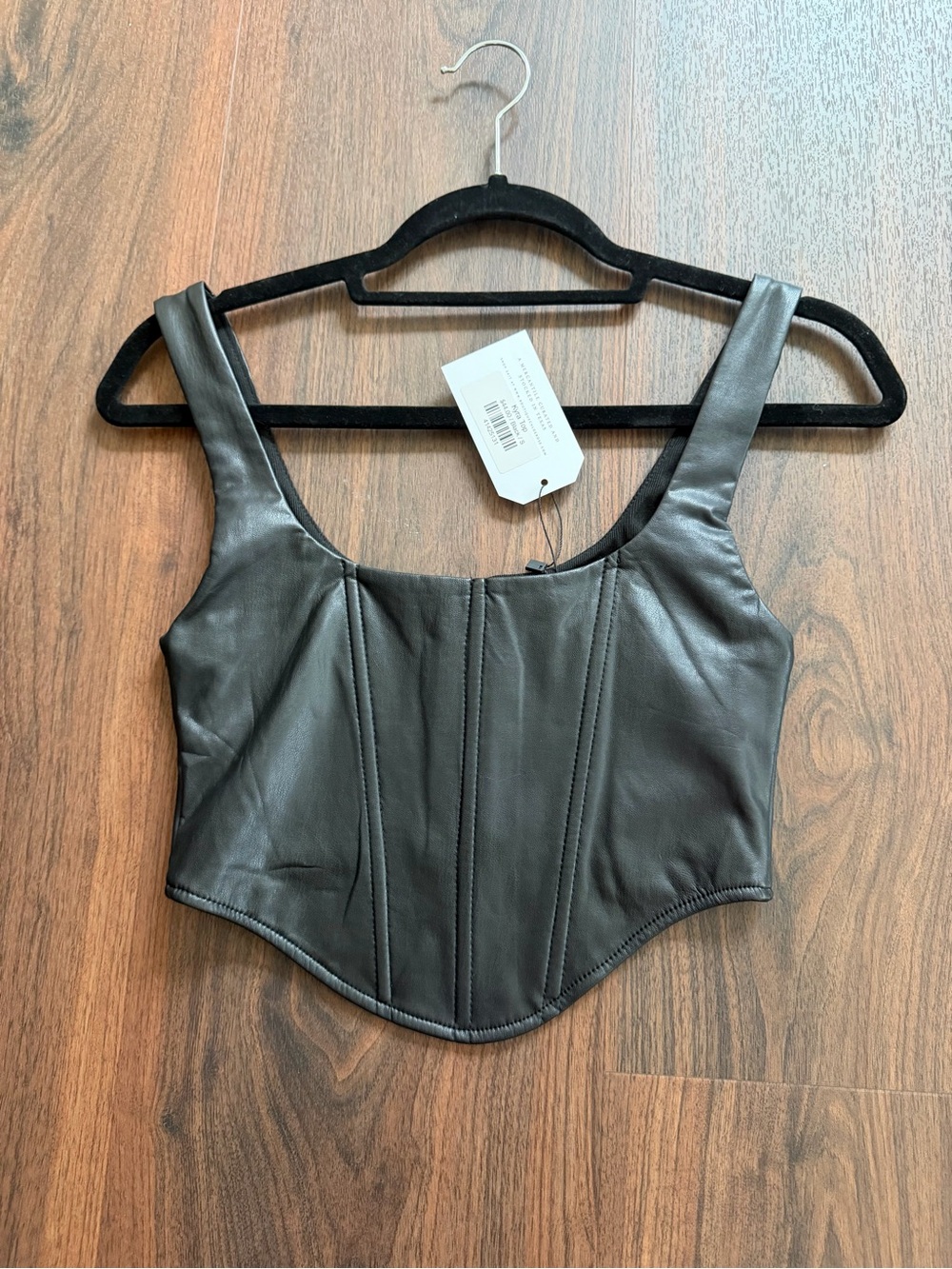 Black Faux Leather Corset boutique Tank Top